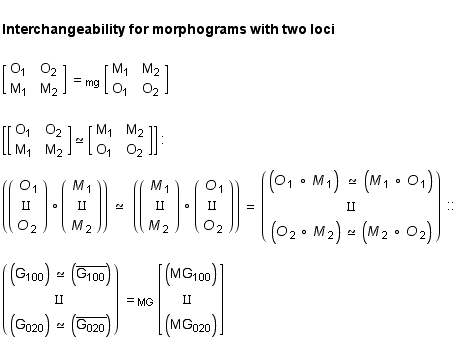    <br /> Interchangeability for morphograms with two loci <br /> <br /> [O          ... O    O                                1            2               1            2 